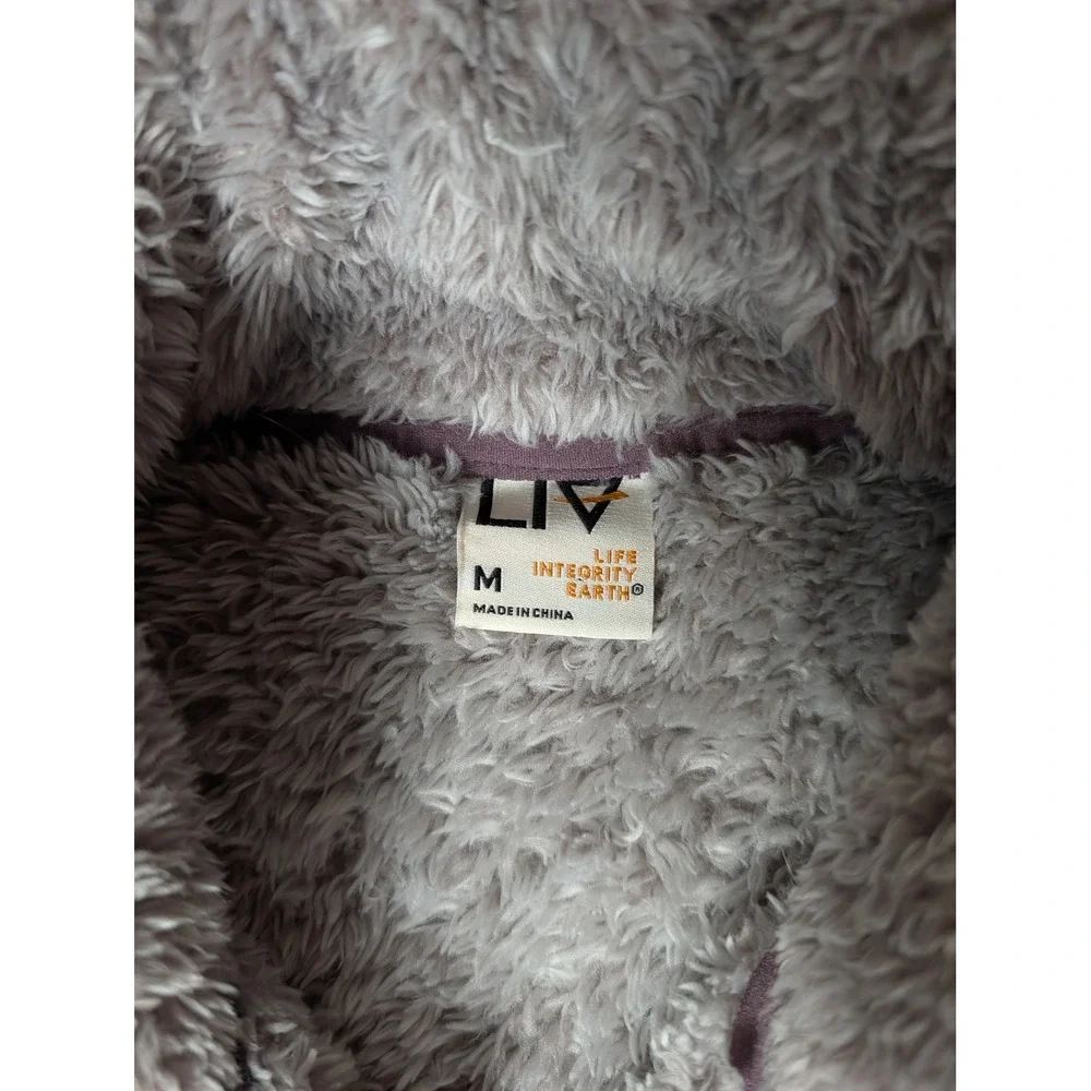 LIV Outdoor Life Integrity Earth Womens Grey‎ Purple Sherpa Fleece Pullover M
